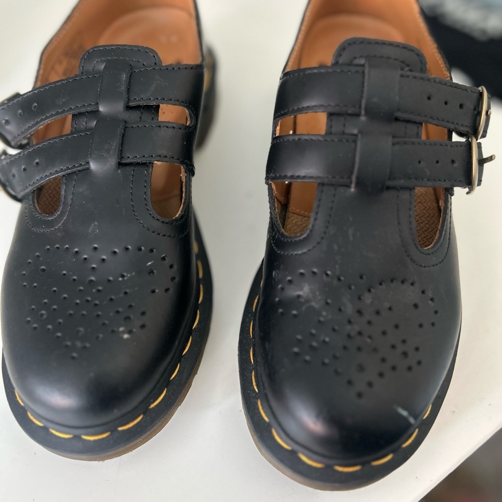 Dr. Martens Black Double Strap Platform Shoes size 5